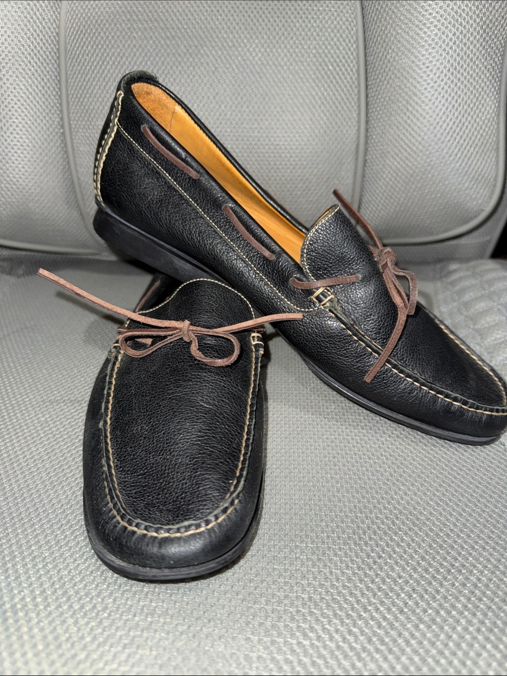 Cole Haan Women’s Black Genuine Leather Loafers with Brown Laces